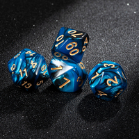 Dés polyédriques personnalisés en acrylique bleu et noir gravés et imprimés pour plateau de jeu, vente en gros, jeu de société, DND, RPG, D4, D6, D8, D10, ensemble de dés de casino