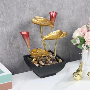 Décoration moderne <span class=keywords><strong>de</strong></span> bureau en fer Calla Lily <span class=keywords><strong>fontaine</strong></span> d'eau intérieure avec lumière Led et pompe <span class=keywords><strong>fontaine</strong></span> d'eau <span class=keywords><strong>de</strong></span> table artisanale en métal - Product Image 2