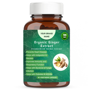 Capsules à base naturelle à base d'extrait de gingembre biologique, idéales pour la digestion et le sucre, de marque privée, directement du fournisseur indien. - Product Image 1