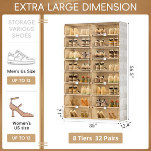 Jeko&Jeko 32 paires de rangements à chaussures <span class=keywords><strong>Adidas</strong></span> blancs, montage sans outil, pour la maison, le jardin, le garage, l'entrée - Product Image 4