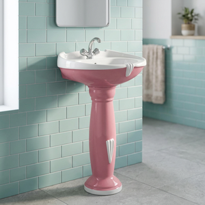Nuevo Lavabo de Pedestal Independiente de Cerámica Rústica Color Rosa para Baño, Directo de Fábrica India - Product Image 2
