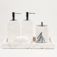 SAIDKOCC Wabi-sabi combinaison gratuite Nature marbre blanc travertin pierre salle de bain ensemble d'articles de toilette Kit de commodités de salle de bain