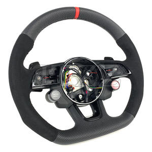 Para <span class=keywords><strong>Audi</strong></span> <span class=keywords><strong>A4</strong></span> RS4 A5 RS5 A3 RS3 volante de cuero fibra de carbono R8 botón paletas de cambio accesorios de coche Interior2022 2023 <span class=keywords><strong>2024</strong></span> - Product Image 2