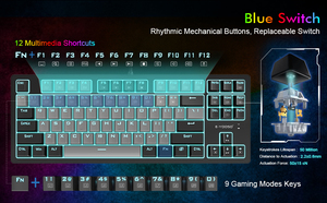 Clavier et souris de jeu TKL filaires USB RVB rétroéclairés 87 touches mécaniques à interrupteurs rouges en aluminium ABS design ergonomique pour K620 - Product Image 3