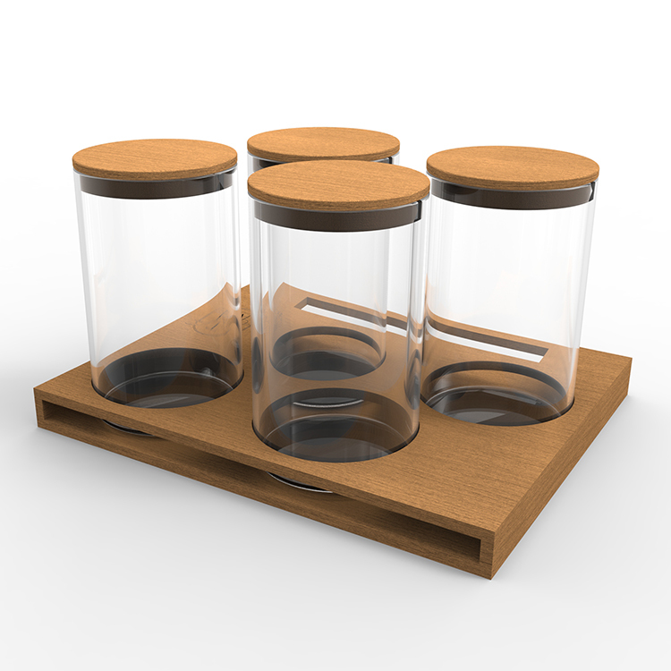 Hot Selling Customized Tea Jar Display Stand Wooden Bamboo Display Rack With Laser Engraved Logo — view 3
