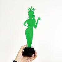Trophée de récompense en cristal vert personnalisé en usine, statue de danseuse ange beauté