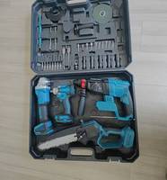 Boîte à outils électrique 4 en 1 avec moteur sans balais, scie électrique, meuleuse d'angle, marteau électrique, clé à chocs