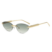 Nouvelle mode lunettes de soleil œil de chat pour hommes femmes Internet célébrités Style Orange cadre Tac métal Rivet jambe lunettes de soleil sans cadre