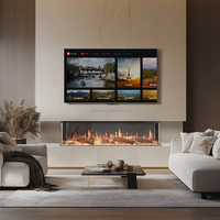 Cheminée électrique virtuelle 3D de luxe haut de gamme avec télécommande, Wi-Fi, étincelles, USB et écran LCD, 65'' et 75''