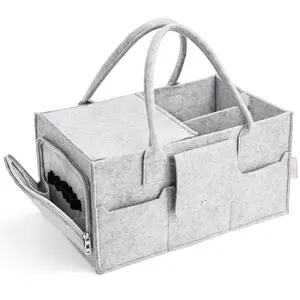 Vilten Luiercaddy Met Deksel, Luiermand Bak Voor Pasgeboren Benodigdheden, Luierorganizer Caddy Voor Commode, Auto Baby Organiseren