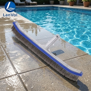 Brosse de <span class=keywords><strong>piscine</strong></span> extérieure robuste en aluminium de 18 pouces avec poils en fil d'acier inoxydable pour le nettoyage des algues de <span class=keywords><strong>piscine</strong></span> - Product Image 3