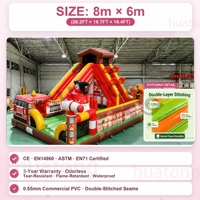 Château gonflable commercial pour enfants en PVC, château gonflable camion de pompiers avec toboggan, structure de saut certifiée pour la location