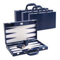 Jeu de backgammon portable haut de gamme, luxueux, personnalisable, en cuir PU texturé crocodile, avec poignée
