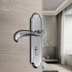 Set Completo Maniglia per Porta in Acciaio Inossidabile con Serratura e Chiavi, Leva Ondulata Lucida, Ferramenta Robusta per Camera da Letto e Bagno - Product Image 5