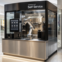 Kiosque à café automatique avec barista robotisé, machine à expresso commerciale, configuration en libre-service sans personnel