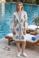 Peignoir de bain gaufré léger et respirant en coton avec ceinture pour hôtels et centres de spa, disponible à la vente en gros