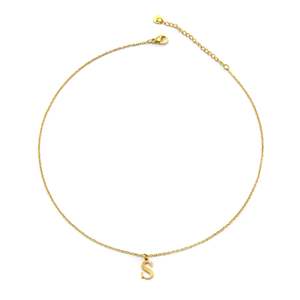 Collar con Colgante de Moda, Acero Inoxidable 316L, Baño de Oro PVD, Resistente y Sostenible, con Letra S - Product Image 1