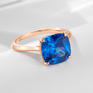 <span class=keywords><strong>Bague</strong></span> en <span class=keywords><strong>argent</strong></span> de luxe de haute qualité 925 bijoux en <span class=keywords><strong>argent</strong></span> Sterling plaqué or Rose coussin <span class=keywords><strong>saphir</strong></span> <span class=keywords><strong>bleu</strong></span> Zircon pierres précieuses bagues bijoux femmes - Product Image 4