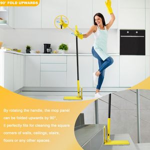 <span class=keywords><strong>Balai</strong></span> à poussière avec panneau <span class=keywords><strong>pliable</strong></span> à 90 ° unique, manche de 52 pouces de long, <span class=keywords><strong>balai</strong></span> à plancher plat sec et humide, escalier, vinyle, carrelage, stratifié - Product Image 2
