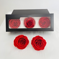 Vente en gros de têtes de roses naturelles séchées et préservées de 7-8 cm, arrangements floraux en boîte ETERNAL pour Pâques, la Saint-Valentin, la remise des diplômes