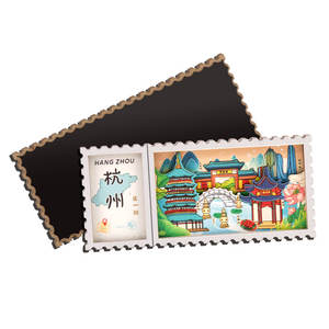 Imán de nevera de madera personalizado de doble capa de alta calidad recuerdo grabado imán de nevera de madera rectángulo para suministros decorativos - Product Image 3