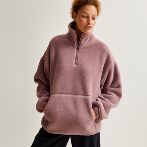 Chaqueta polar de poliéster personalizada de alta calidad para exteriores 1/4 chaquetas <span class=keywords><strong>polo</strong></span> con cremallera abrigos cálidos de invierno chaquetas de lana para <span class=keywords><strong>mujer</strong></span> - Product Image 2