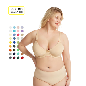 Low MOQ Plus Size Sutiã Esportivo Conjunto de Superfície Lisa Copo Completo das Mulheres Roupa Interior ComfortablePlus tamanho <span class=keywords><strong>Bra</strong></span> Conjunto - Product Image 1