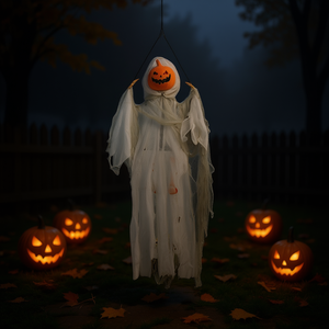 Décoration fantôme d'Halloween avec tête de citrouille en tissu, décoration suspendue pour les fournitures de fêtes et les célébrations festives - Product Image 2