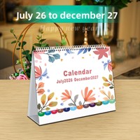 Calendrier de table/bureau 2026-2027 pour les fêtes anglaises - Modèle promotionnel 203 avec logo HAPPY NEW YEAR, papier couché, estampage à chaud, transfrontalier