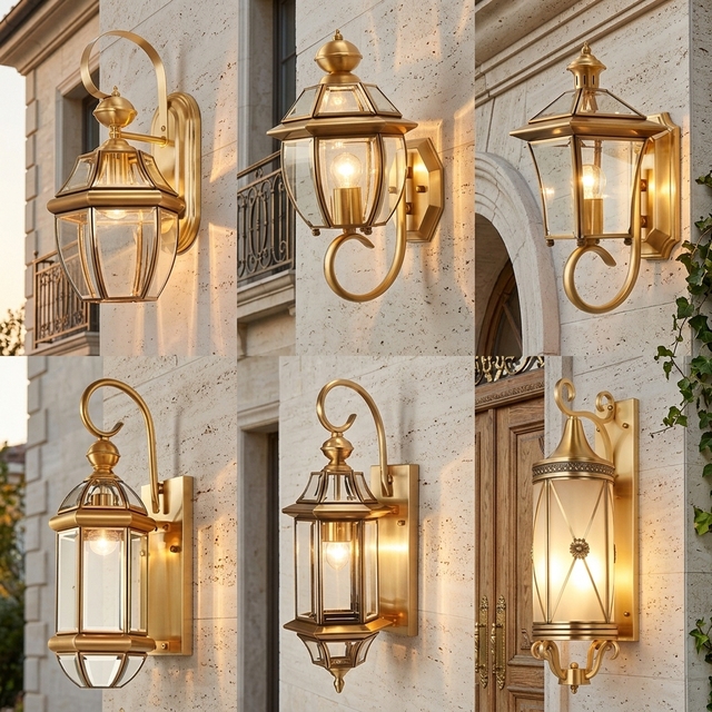 TOGETHER Brass Wall Lamp Outside Porch Exterior Led Wall Lights for Garden Courtyard Decoration Die-Cast Aluminum Wall Light