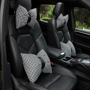 Support lombaire et coussin cervical pour voiture, motif pied-de-poule, forme en U, rembourrage en coton PP, idéal pour une utilisation en voiture - Product Image 1