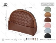 Portamonete da donna con motivo intrecciato, mini chiusura con cerniera, in microfibra e similpelle - Product Image 1