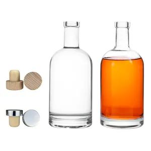 Proveedor de China Botella Botellas de Ron 750ml Botellas de vidrio de Ron únicas para Vodka Whisky Licor Gin Tequila Spirits Contienen