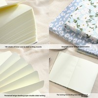Carnet de notes/agenda à couverture rigide en tissu imprimé mignon A6/A5 avec fleurs de tulipe et de gardénia, 100 feuilles, idéal pour un cadeau (vente en gros)