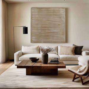 Art mural 3D texturé Wabi-Sabi, peinture à l'huile artisanale sur toile pour la décoration de chambre d'hôtel de luxe - Product Image 5