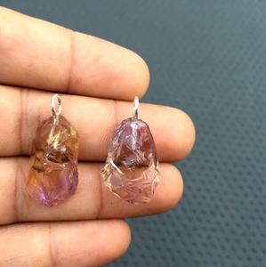 2 uds hermoso colgante de piedras preciosas de ametrino Natural multicolor 92,5 plata esterlina chapado en oro al por mayor encanto áspero sin tratar - Product Image 3