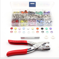 200 ensembles 10 couleurs Snap Fasteners Kit outil métal laiton Snap Prong boutons anneaux avec pince de fixation Press Tool Kit