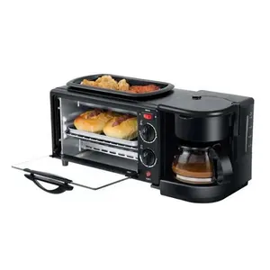 Máquina de desayuno 3 en 1 multifunción, tostadora, horno, parrilla, cafetera para oficina, hogar, dormitorio, uso, Pan, cocinar huevos, hacer café