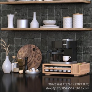 ชั้นวางเก็บแคปซูลกาแฟไม้ไผ่ 43x32x10 ซม. แบบลิ้นชัก สำหรับจัดระเบียบครัวบนโต๊ะ สำหรับถุงชาและแคปซูล - Product Image 3