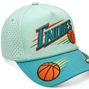 빈티지 농구팀 트러커 모자 '타이데스' 자수 로고 레트로 스포츠 디자인 통기성 메쉬 조절 가능한 캡 - Product Image 1