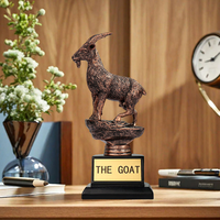 Trophée en résine en forme de chèvre, peint à la main, figurine d'animal décorative pour cadeau d'affaires et présentation de récompenses, avec usage souvenir