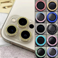 Protecteur d'écran pour caméra, 2 pièces, 9H, cadre en Aluminium | Paillettes, verre trempé, protecteur pour objectif d'iphone 13 12 pour Samsung S22 Ultra