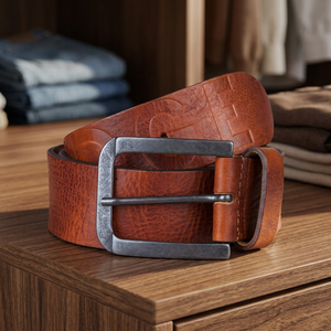 Ceinture de luxe pour homme en cuir de vache 100 % authentique avec boucle ardillon en acier, écologique et imperméable, prix de gros, fabriquée en Inde – Vente chaude - Product Image 1