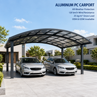 Abri de voiture double en aluminium et polycarbonate résistant au vent pour villa moderne, adapté à toutes les conditions météorologiques