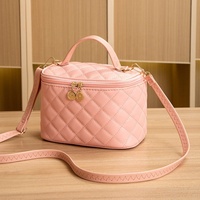 Tas kosmetik wanita, PU Travel perlengkapan mandi wanita S tas kosmetik Make Up pabrik makeup kosmetik motif Pink tas wanita untuk wanita