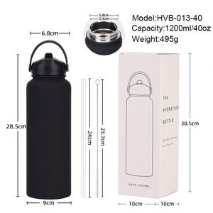 Wide Mouth Portable Sports Tumbler 1200ml Stainless Steel Vacuum Insulated Water <b>Bottle</b> with Straw Leakproof Jug for Fitness - Product Image 1