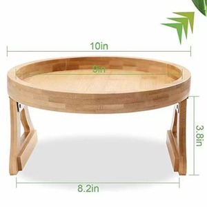Bamboo Armrest Tray Folding Table With <b>Tablet</b> <b>Stand</b> <b>For</b> Sofa Breakfast Snack Serving Plate Square Shape Center Position - Product Image 5