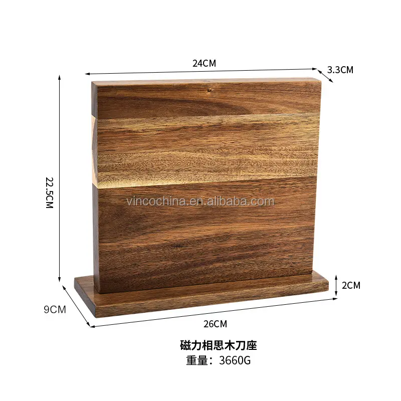 Customized kitchen knife rack Acacia wood multi-functional magnetic knife holder and block