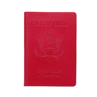 Portefeuille pour passeport en cuir PU rouge personnalisé, couvre documents de voyage de luxe, porte-cartes, étui pour passeport américain, porte-monnaie