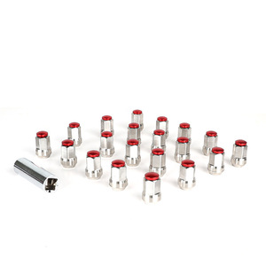 Getitall Lug Nuts 12x1.5 17mm Stainless Steel 32mm <b>Long</b> <b>Blind</b> Hole With Red Cap For Wheel Hub Replacement - Product Image 1